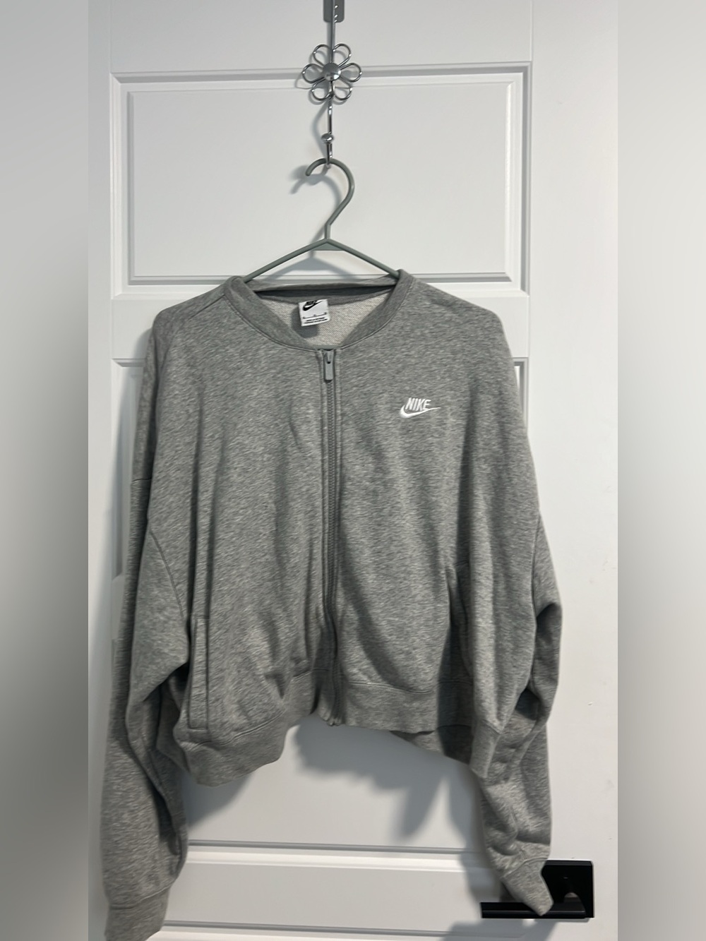 Nike Women's Light Grey Full-Zip Bomber Jacket